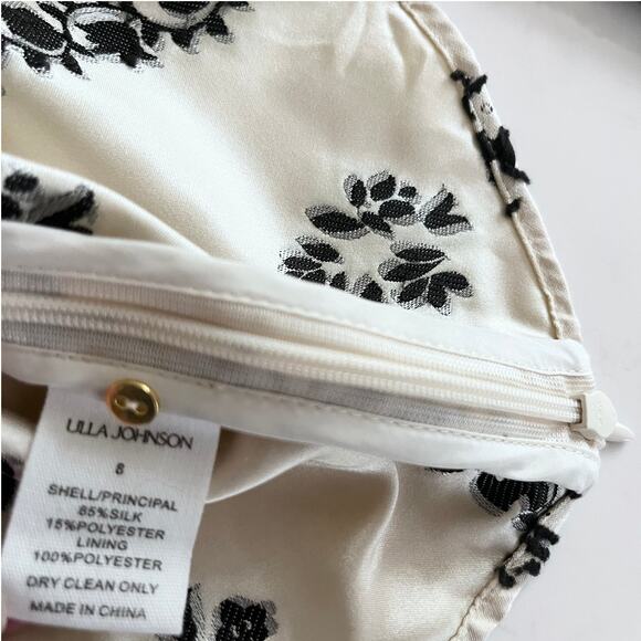 Ulla Johnson Layla Silk Floral Embroidered Puff Sleeve Ivory Blouse Size 8 - Picture 6 of 8
